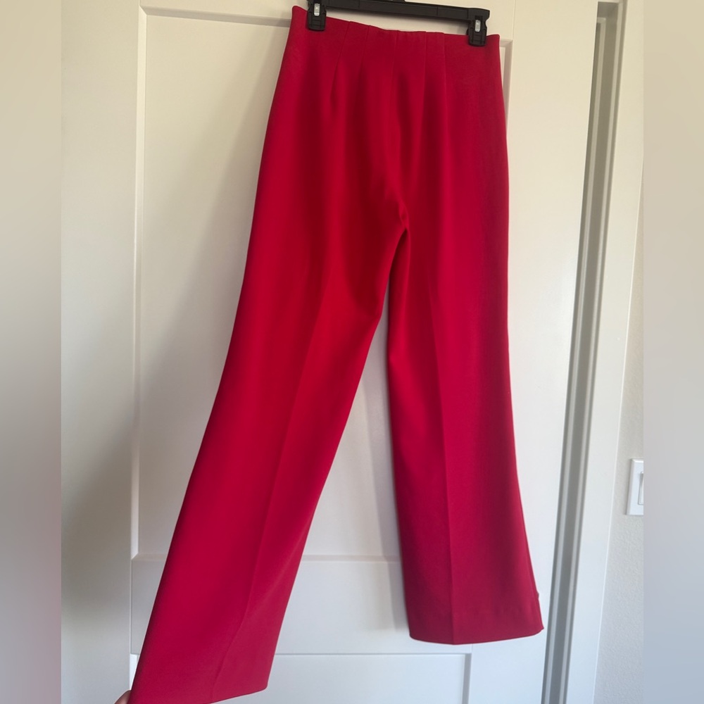 NWOT Express Vibrant Red Wide-Leg Pants with Gold Button Accents (size S) - Picture 3 of 6